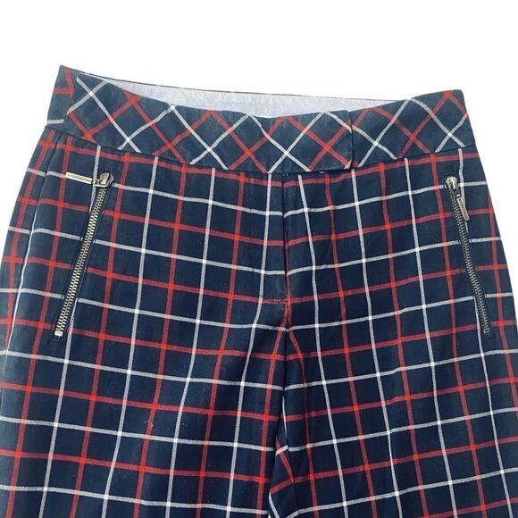 Tommy Hilfiger Wm’s Sz 2 Black Red White Windowpane Plaid Straight Leg Pants - Picture 2 of 6
